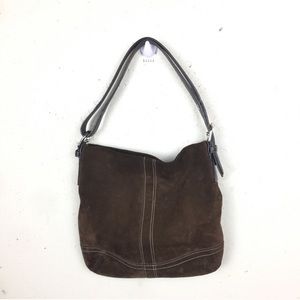 Coach Suede Leather Shoulder Hobo Purse Bag